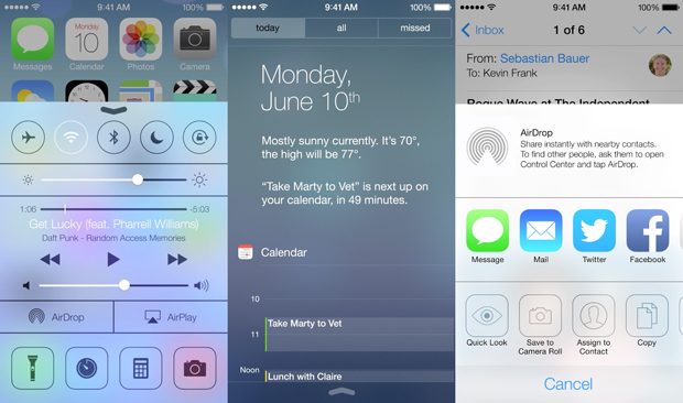 Apple iOS 7 screenshots