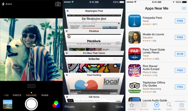 iOS 7 camera Safari and App Store