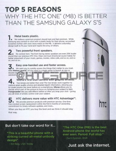 HTC One M8 versus Samsung Galaxy S5