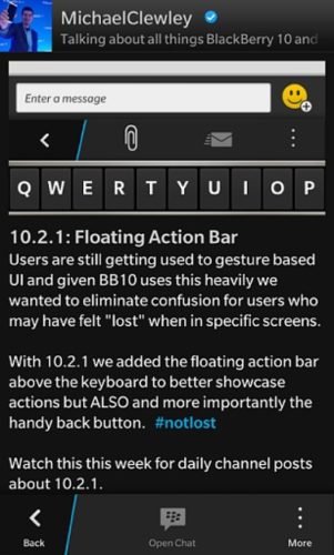 BlackBerry Floating Action Bar