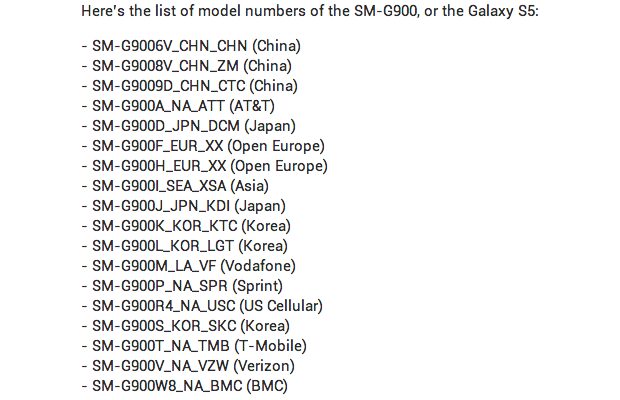 Samsung Galaxy S5 heeft typenummer SM-G900