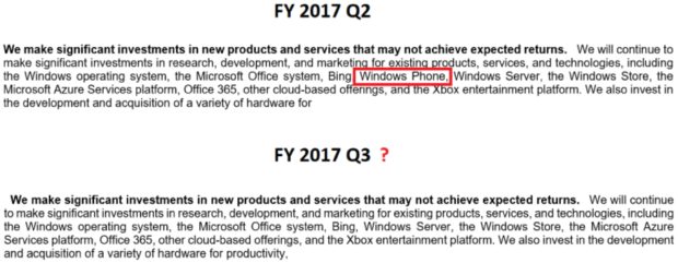 Microsoft Windows Phone investments