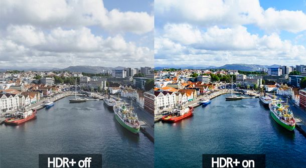 Tikkeltje overdreven maar HDR uit, en HDR aan