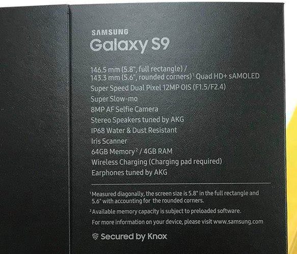 Samsung Galaxy S9 verkoopdoos