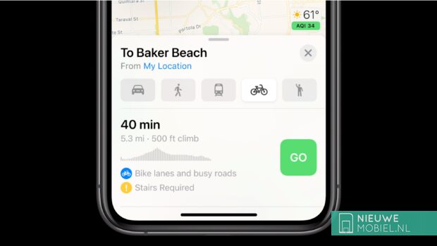 iOS 14 - Bicycle mode