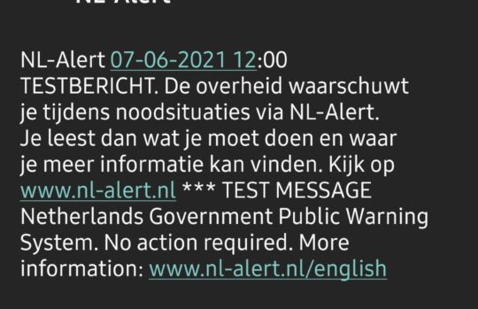 Test van #NLAlert geslaagd