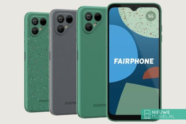 Fairphone 4 en vert moucheté, gris et vert