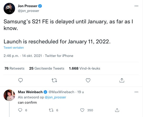 Jon Prosser tweet about Samsung Galaxy S21 FE