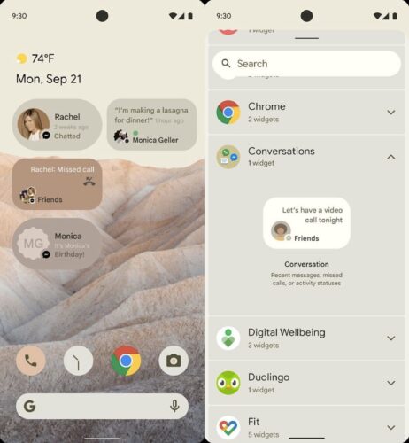 Android 12 conversations widget