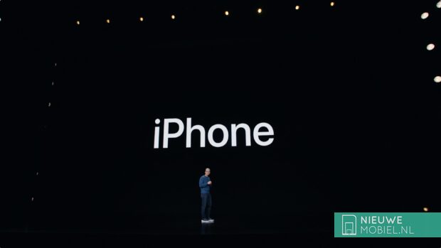 Apple CEO Tim Cook announcing new iPhones