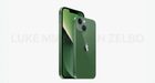 Groene Apple iPhone 13 op punt van aankondigen