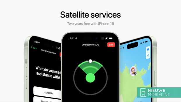 Apple iPhone 15 satellietdiensten, twee jaar gratis na aankoop