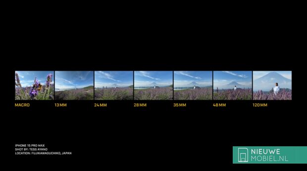 Example of the different focal lengths on the iPhone 15 Pro Max