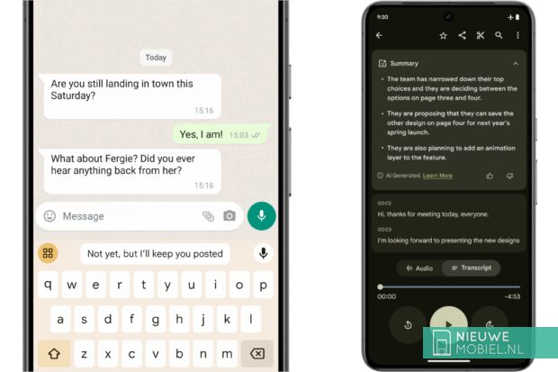 Google Pixel Feature Drop functies Smart Reply en Samenvatten