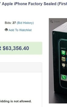 Meestal verliezen telefoons hun waarde. Niet deze eerste generatie iPhone. Die werd (nieuw in doos) voor $ 63.356,40 verkocht 🤯🤯🤯