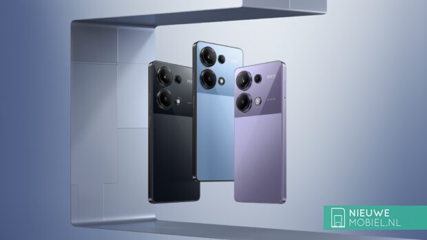 POCO M6 Pro in black, blue and purple