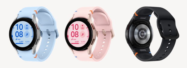 Samsung Galaxy Watch FE in Blue, Gold Pink, and Black