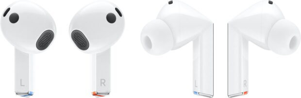 Samsung Galaxy Buds 3 vs. Buds 3 Pro by Evleaks