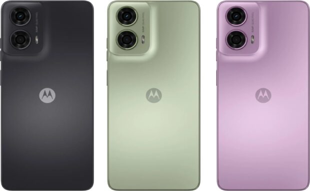 Motorola Moto G24 in three different colours