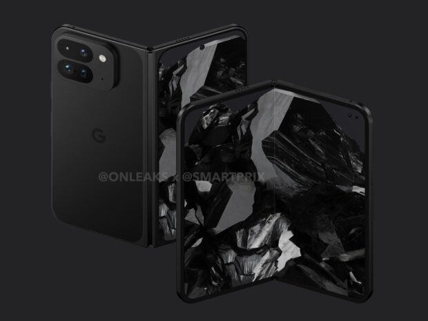 5K render van Google Pixel Fold 2 in Obsidian Black