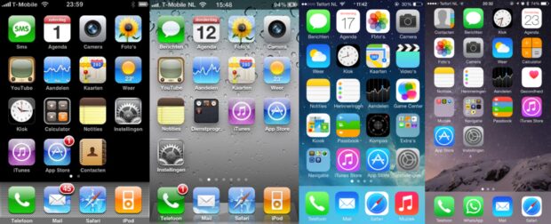 Apple iOS Home Screen through the years