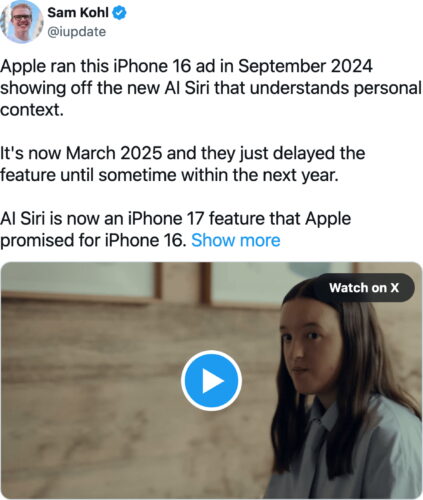 Apple Pulls Siri Ad Tweet Iupdate