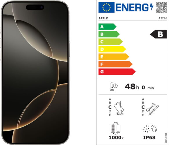 Apple iPhone 16 Pro Max Energy Label