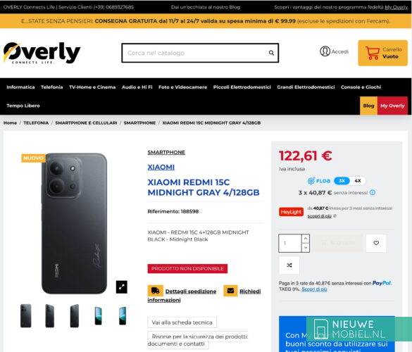 Xiaomi Redmi 15C spotted in store via Nieuwemobiel