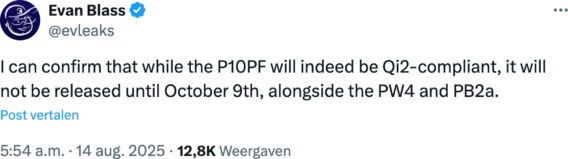 @evleaks tweet about the availability of the Google Pixel 10 Pro Fold