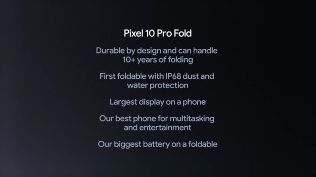 Google Pixel 10 Pro Fold Main Features