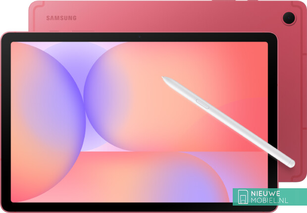 Samsung Galaxy Tab S10 Lite in Coralred showing front and back with S Pen