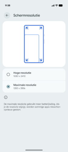Google Pixel 10 Pro Screenshot Schermresolutie Maximale Resolutie