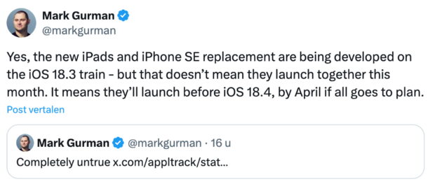 X/@markgurman with iPhone SE 4 rumour