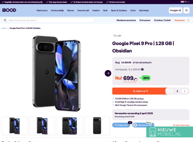 iBOOD Google Pixel 9 Pro prijsdaling iBOOD Google Pixel 9 Pro prijsdaling