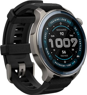 Amazfit Balance 2 zilver zwart voorkant linkerzijkant