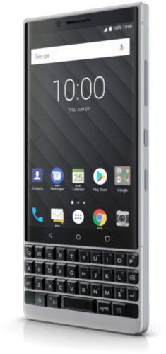 BlackBerry KEY2 silber Vorderseite rechte Seite BlackBerry KEY2 silber Vorderseite rechte Seite
