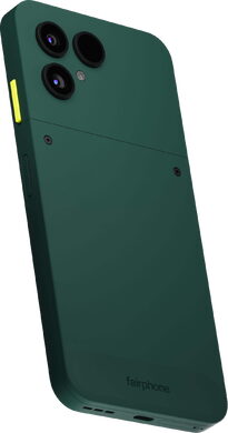 Fairphone 6 green back right side bottom tilted ed