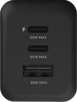 Fairphone 65w triple port fast charger zwart bovenkant