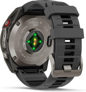 Garmin fenix 8 Pro 51mm zwart titanium grijs achterkant rechterzijkant