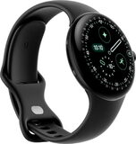 Google Pixel Watch 4 45mm zwart voorkant linkerzijkant