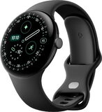 Google Pixel Watch 4 45mm zwart voorkant rechterzijkant