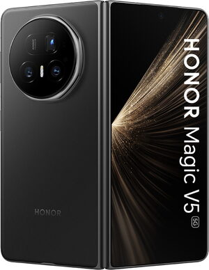 Honor Magic V5 schwarz außenseite half geöffnet