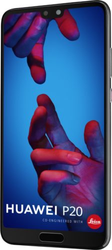 Huawei P20 schwarz Vorderseite rechte Seite