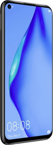 Huawei P40 lite schwarz Vorderseite linke Seite