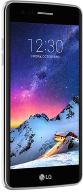 LG k8 2017 grigio copertina frontale lato sinistro