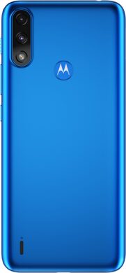 Moto rola Moto E7i Power blauw achterkant