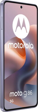 Moto rola Moto G86 5G purple front left side