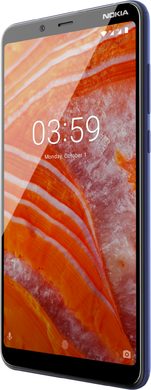 Nokia 3 1 plus blauw voorkant rechterzijkant