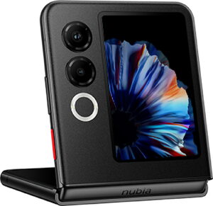 nubia Flip 2 5G zwart voorkant half geopend