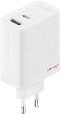OnePlus SuperVOOC 120W Dual Ports GaN Power Adapter wit zijkant onderkant